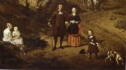 REMBRANDT Harmenszoon van Rijn Portrait of a couple with two children and a Nursemaid in a Landscape painting